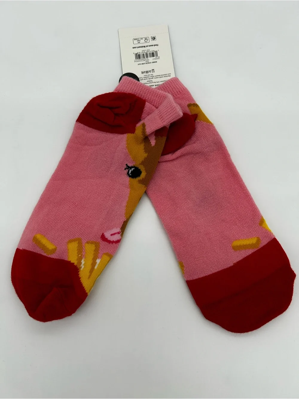 No Boundaries Pink Giraffe & Red Toe Kids No-Show Socks Size 4-10